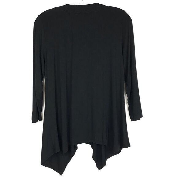 Adrianna Papell Black Flowy Shark Bite Blouse - Picture 3 of 4